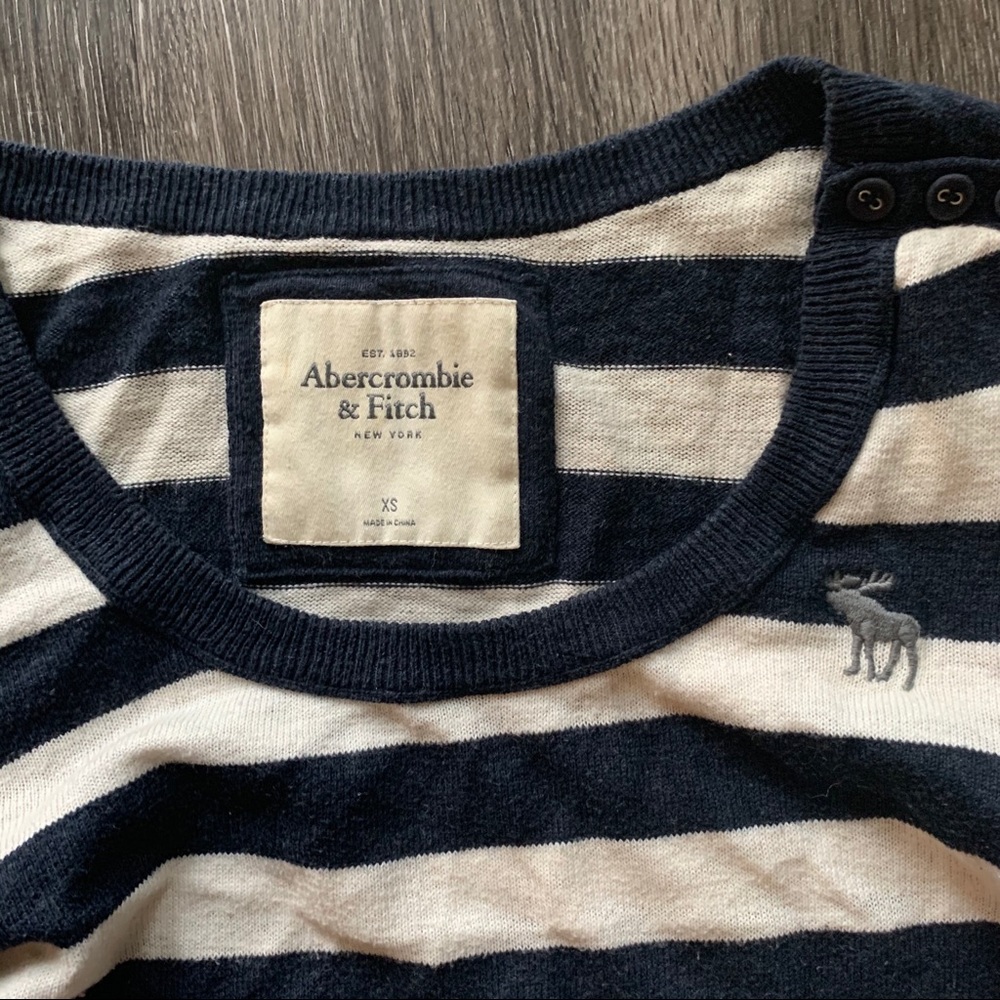 Abercrombie And Fitch Stripe Sweater Navy Blue Xs - image 5